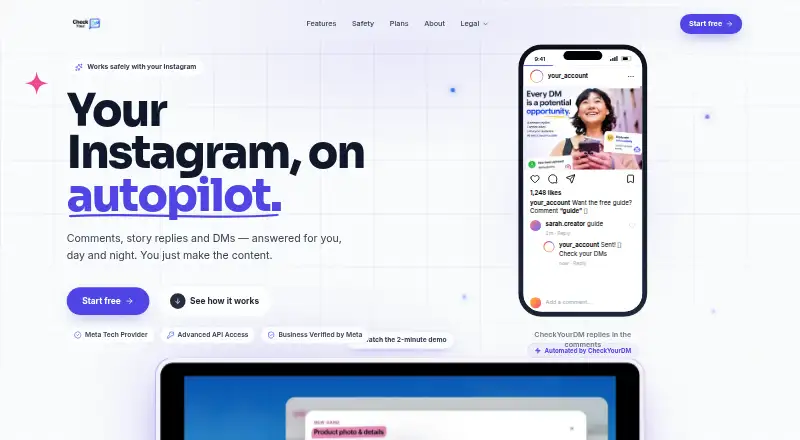 The CheckYourDM homepage