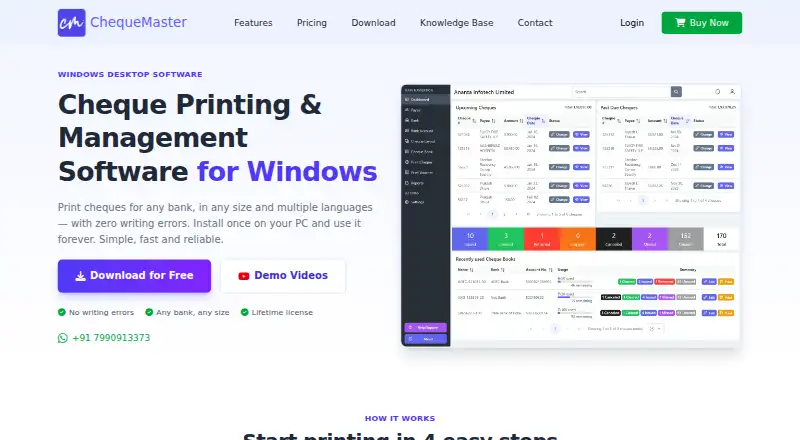The ChequeMaster homepage
