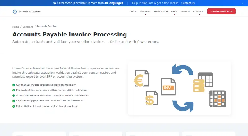 The ChronoScan AP Invoice Processing homepage