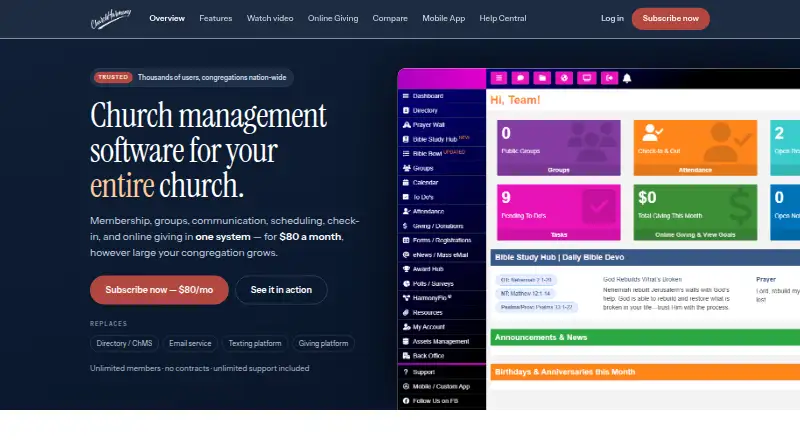 The ChurchHarmony homepage