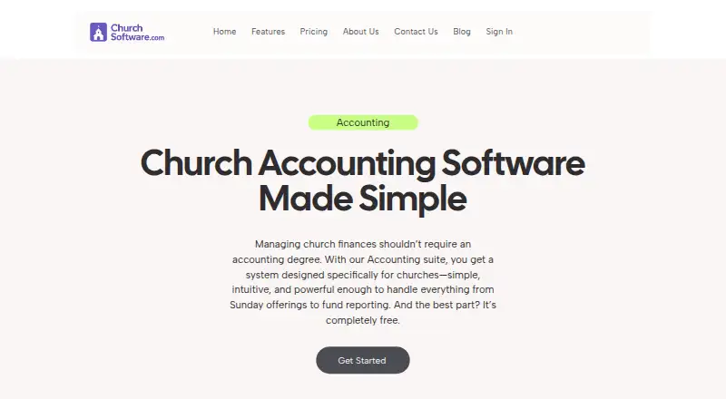 The ChurchSoftware Accounting homepage