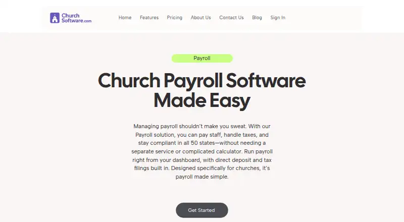 The ChurchSoftware Payroll homepage