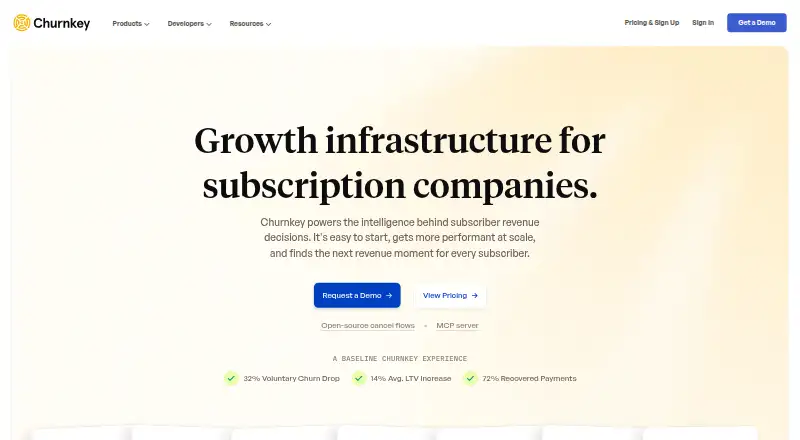 The Churnkey homepage