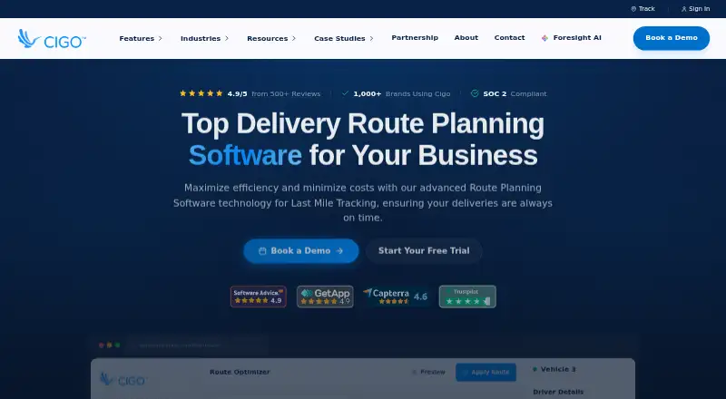 The Cigo Tracker homepage