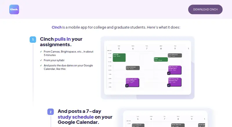 The Cinch homepage