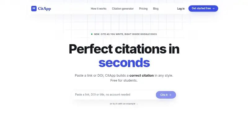 The CitApp homepage