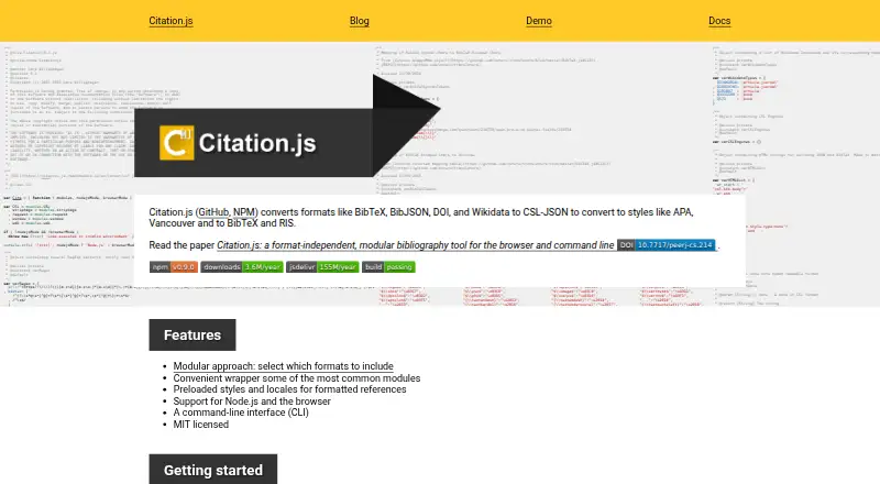 The Citation.js homepage
