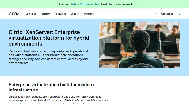 The Citrix XenServer homepage