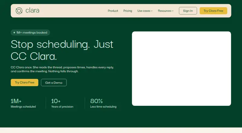 The Clara homepage