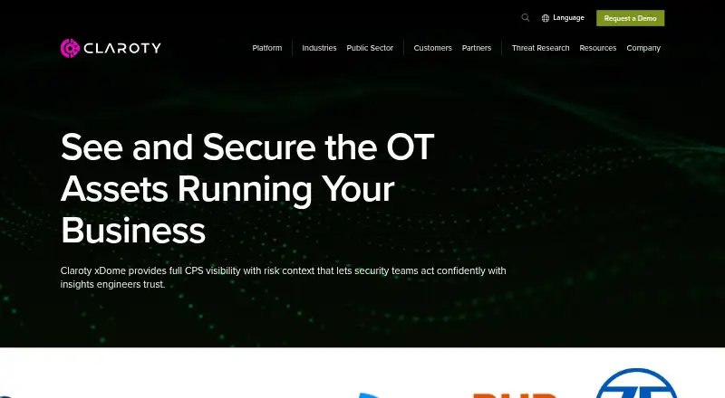 The Claroty xDome homepage