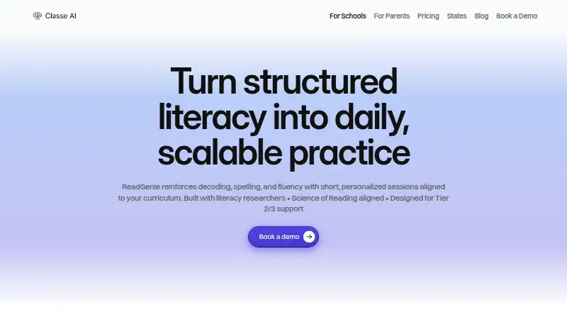 The ReadGenie homepage