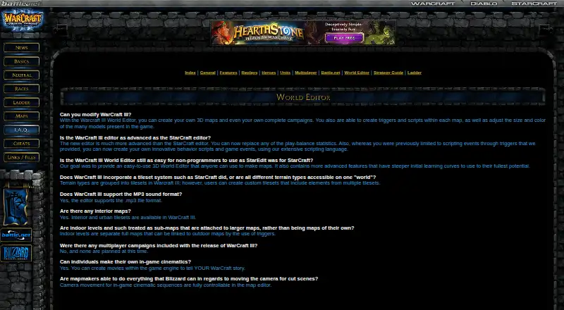The Warcraft III World Editor homepage
