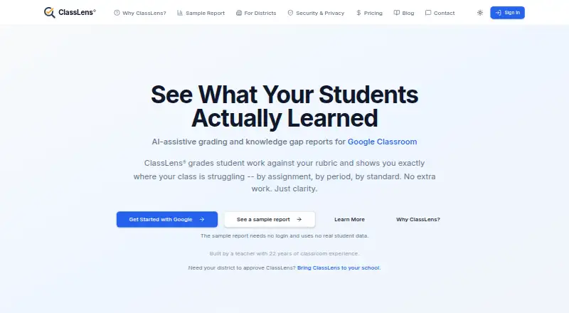 The ClassLens homepage