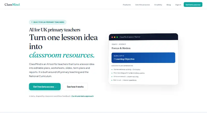 The ClassMind homepage