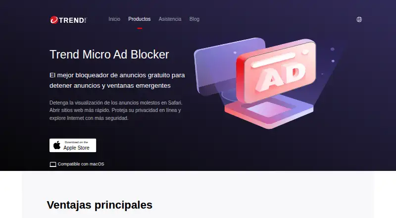 The Trend Micro Ad Block One homepage