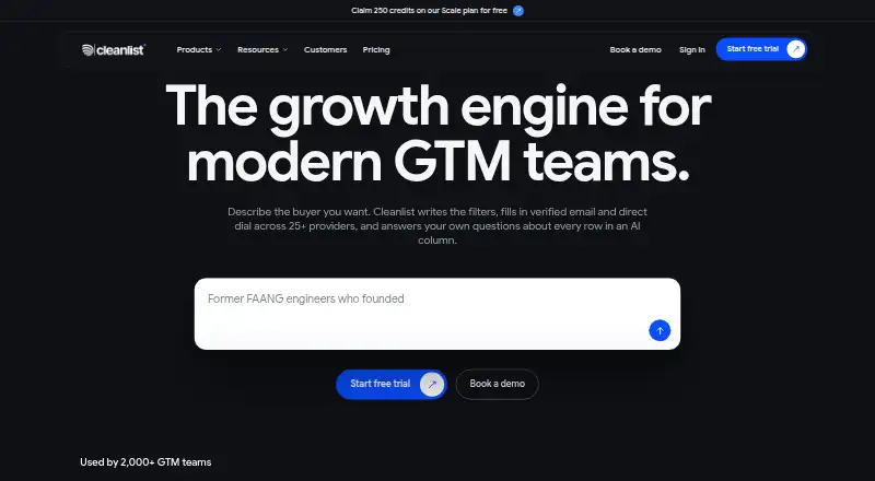 The Cleanlist homepage