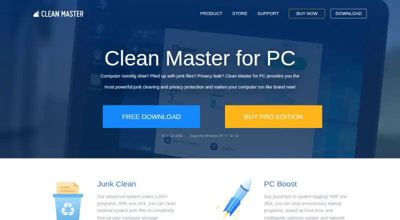The Clean Master homepage