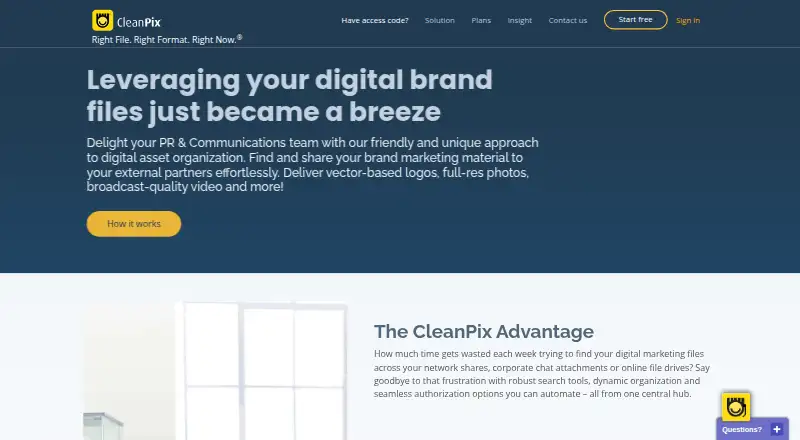 The CleanPix homepage