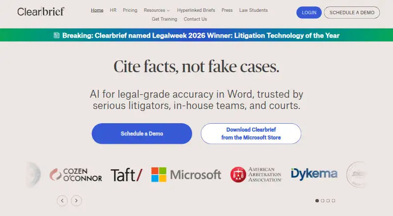 The Clearbrief homepage