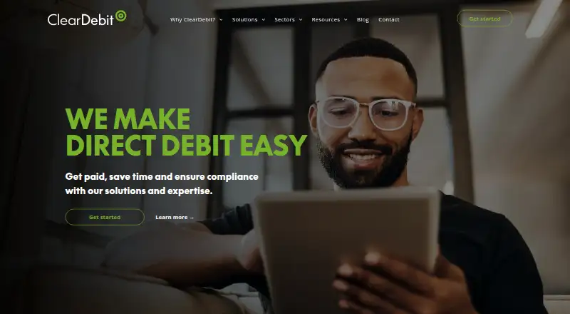 The ClearDebit homepage