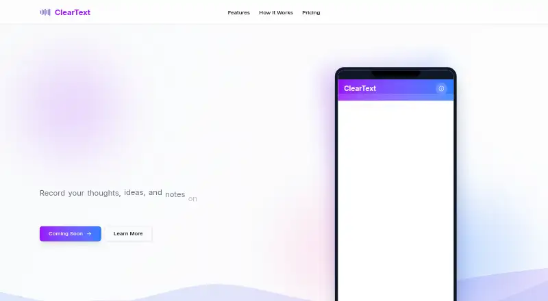 The ClearText homepage