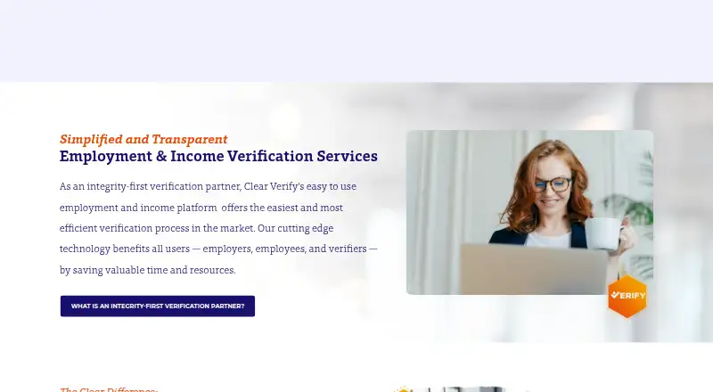 The Clear Verify homepage