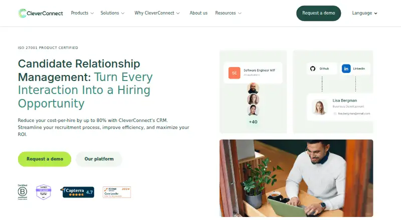 The CleverConnect Candidate Relationship Management homepage