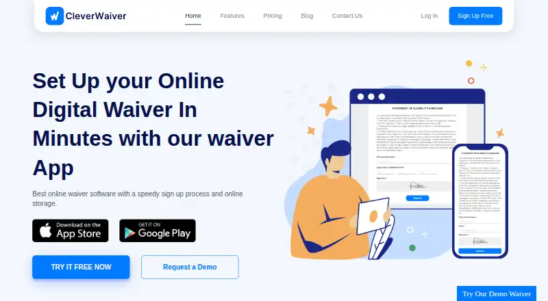The CleverWaiver homepage
