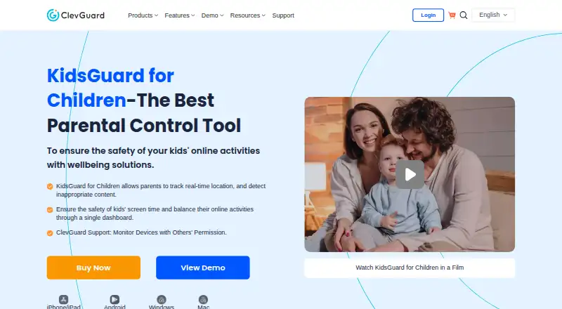 The KidsGuard for Children homepage