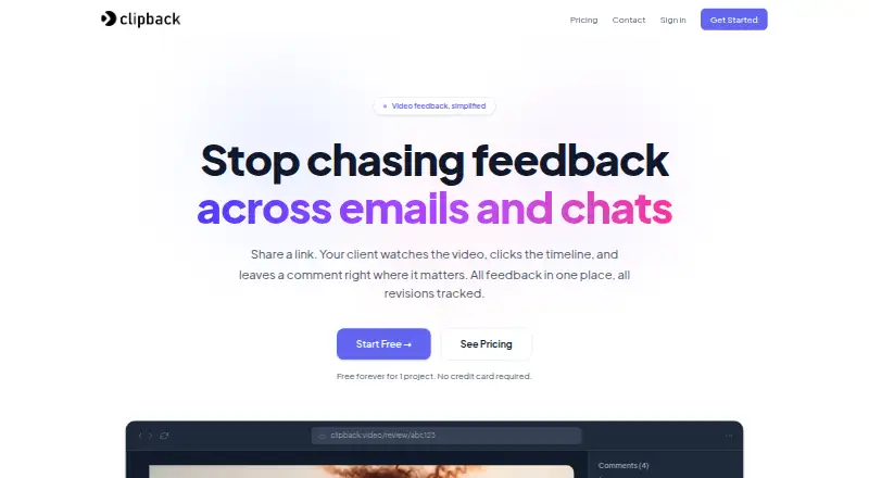 The Clipback homepage