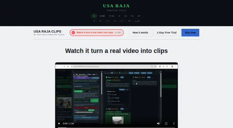 The USA Raja Clips homepage