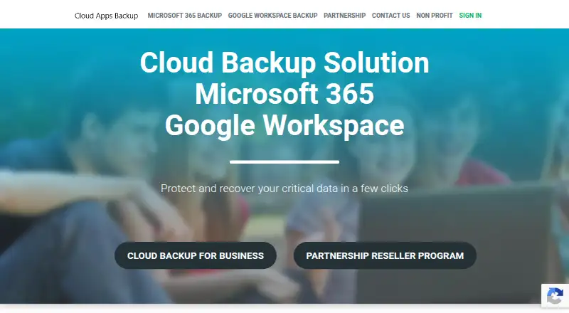 The Cloud Apps Backup homepage