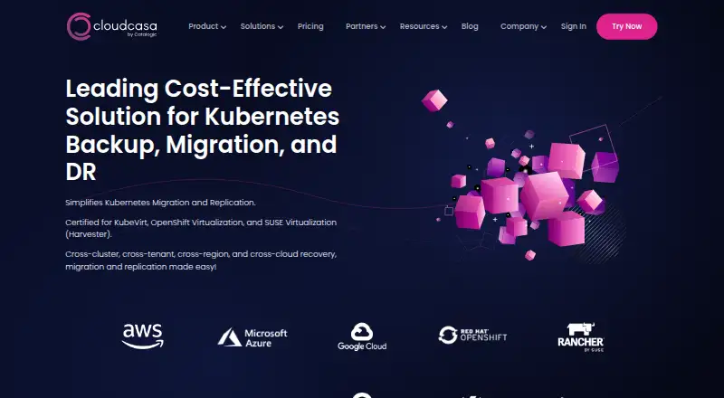 The CloudCasa homepage