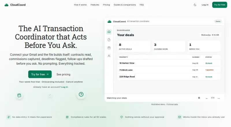 The CloudCoord homepage