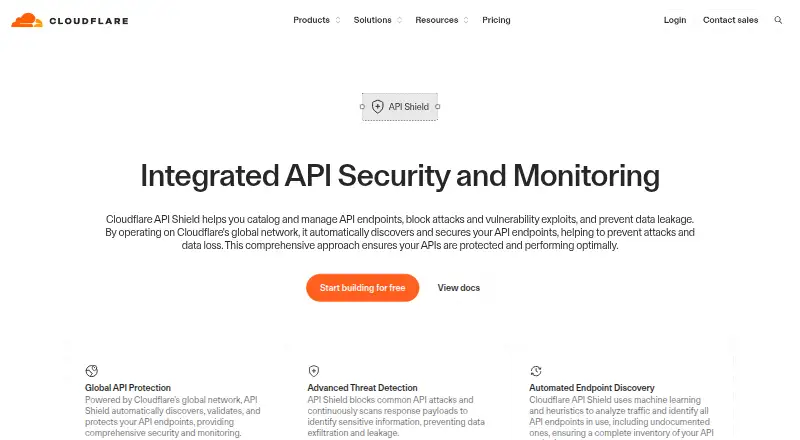 The Cloudflare API Shield homepage