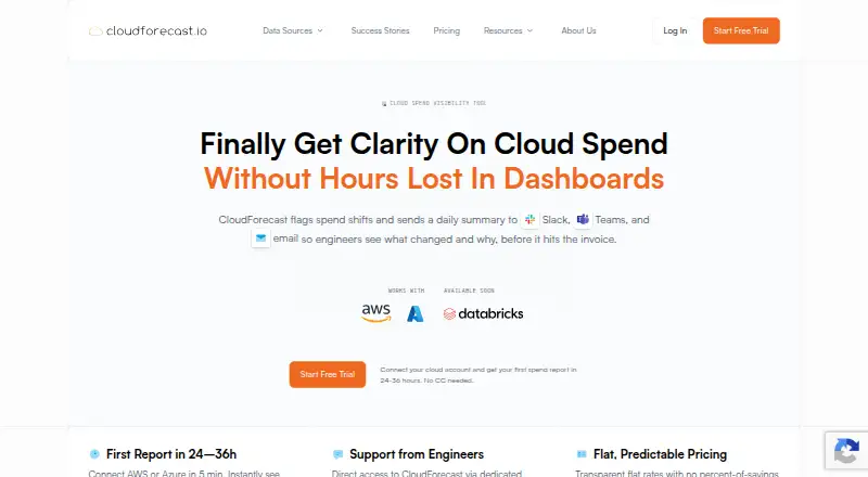 The CloudForecast homepage