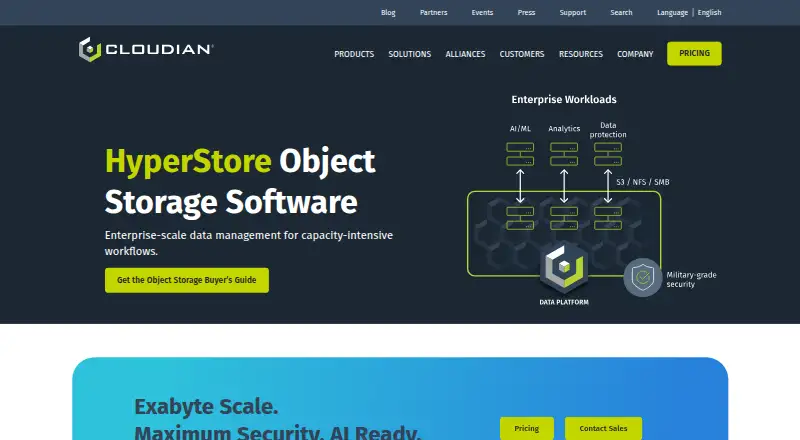 The Cloudian HyperStore homepage