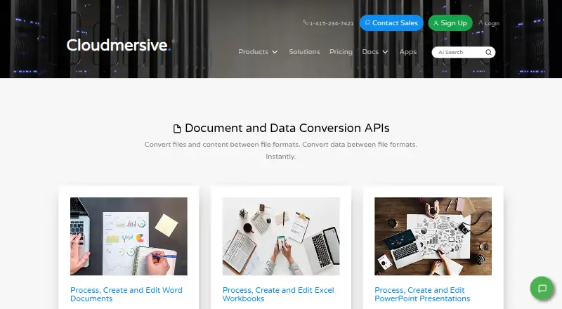 The Cloudmersive Document and Image Conversion homepage