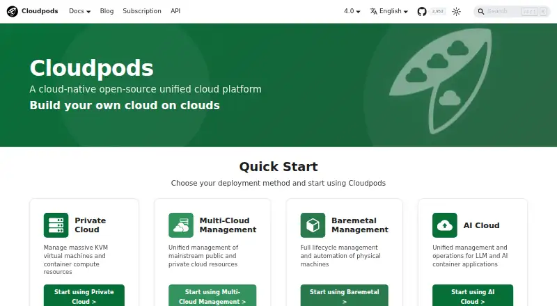 The Cloudpods homepage