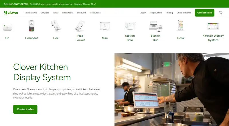 The Clover Kitchen Display System homepage