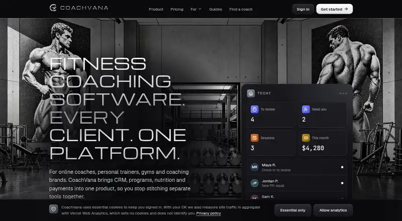 The CoachVana homepage