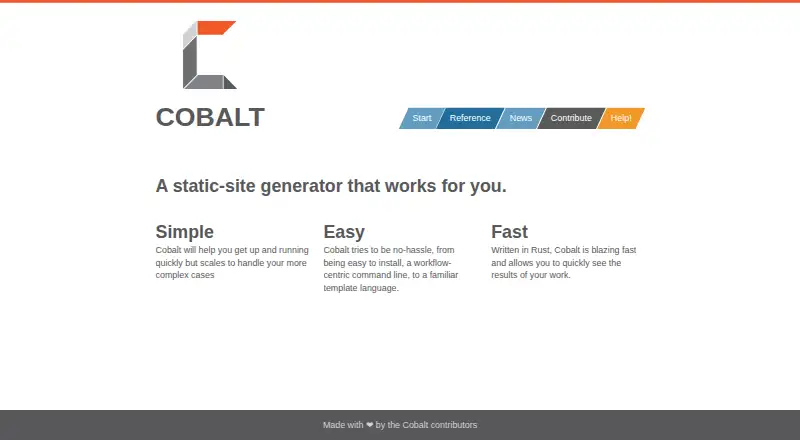 The Cobalt homepage