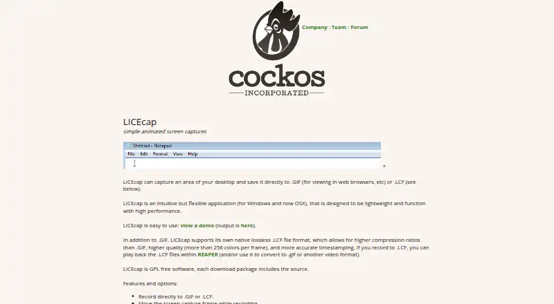 The LICEcap homepage