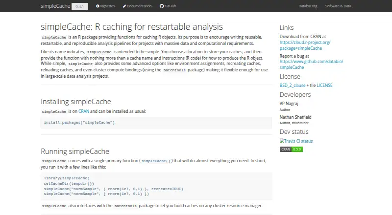 The simpleCache homepage