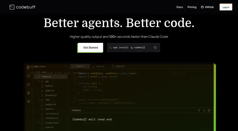 The Codebuff homepage