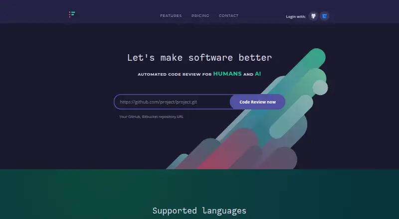 The CodeFactor homepage