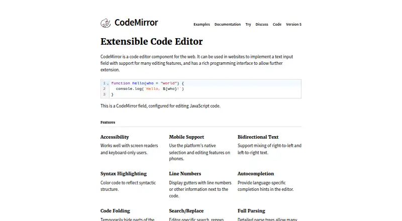 The CodeMirror homepage
