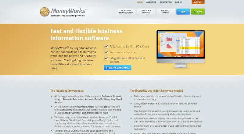 The MoneyWorks homepage