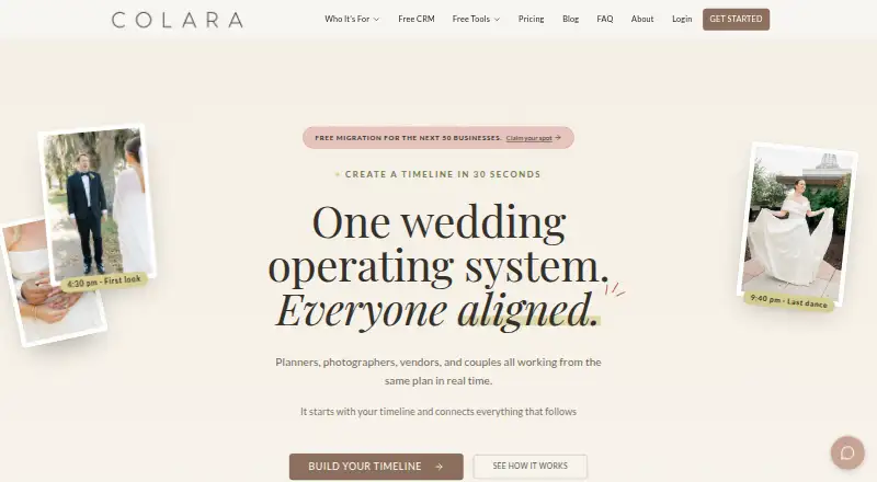 The Colara homepage