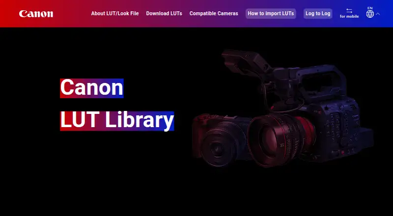 The Canon LUT Library homepage